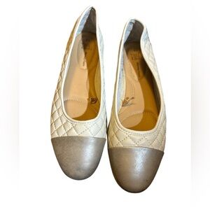 Time and Tru Quilted Flats in Cream and Silver